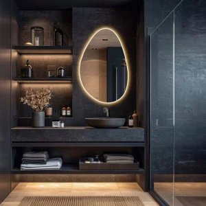 Dikey Damla Kesim Amorf Led Banyo Aynası