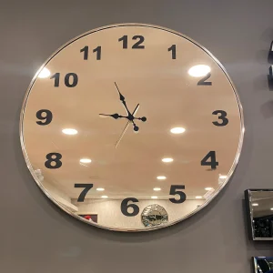 Modern Rakamlı Geniş Aynalı Duvar Saati