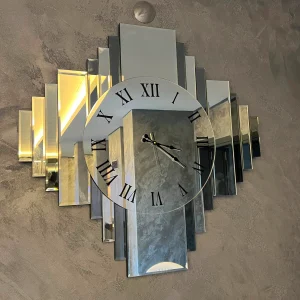 Art Deco Geometrik Katmanlı Aynalı Duvar Saati