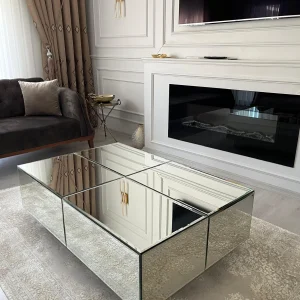 Minimalist 4 Panelli Tamamı Aynalı Blok Orta Sehpa