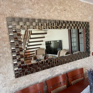 3D Ayna Bloklu Kalın Çerçeveli Lüks Konsol Aynası