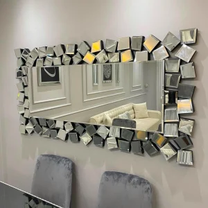 3D Mozaik Kesim Çerçeveli Modern Konsol Aynası