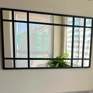 Siyah Çıtalamalı Modern Pencere Konsol Aynası