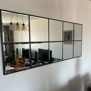 Siyah Çıtalamalı 10 Panelli Modern Pencere Ayna